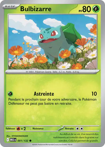 Carte Pokémon Bulbizarre 001/132 MEG Méga-Évolution ME01 Neuf FR LorenZone