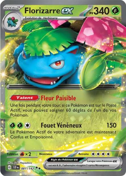 Carte Pokémon Florizarre EX 001/142 SCR Couronne Stellaire EV07 Neuf FR LorenZone
