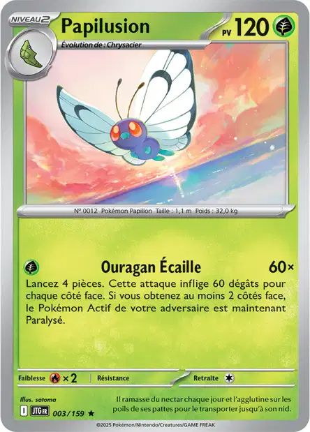 Carte Pokémon Papilusion 003/159 JTG Aventures Ensemble EV09 Neuf FR LorenZone