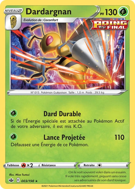 Carte Pokémon Dardargnan 003/198 CRE Règne de Glace EB06 Neuf FR LorenZone