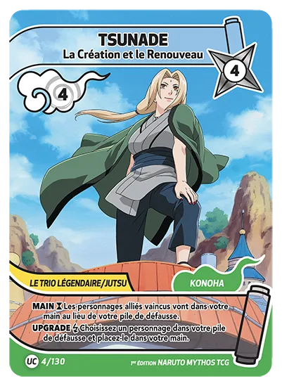 Carte Naruto Mythos TSUNADE – La Création et le Renouveau 004/130 UC 1er Chapitre Neuf FR LorenZone