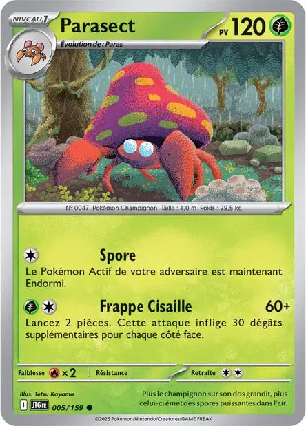 Carte Pokémon Parasect 005/159 JTG Aventures Ensemble EV09 Neuf FR LorenZone