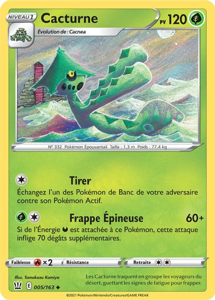 Carte Pokémon Cacturne 005/163 SWSH5 Styles de Combat EB05 Neuf FR LorenZone