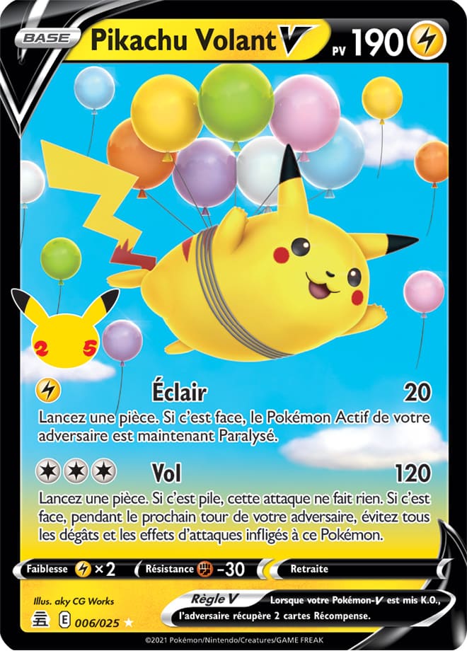 Carte Pokémon Pikachu Volant V 006/025 CEL Célébrations 25 ans EB07_5 Neuf FR LorenZone