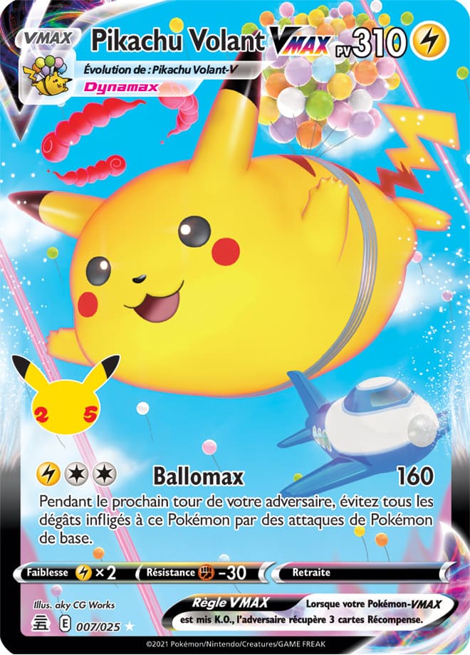 Carte Pokémon Pikachu Volant VMAX 007/025 CEL Célébrations 25 ans EB07_5 Neuf FR LorenZone