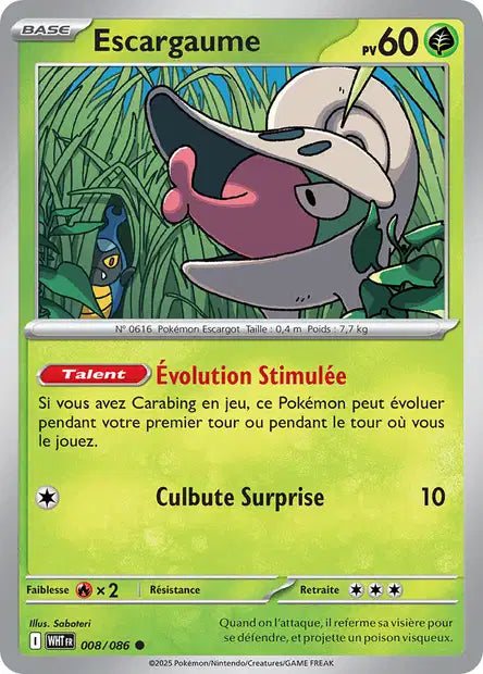 Carte Pokémon Escargaume 008/086 WHT Flamme Blanche EV10_5 Neuf FR LorenZone