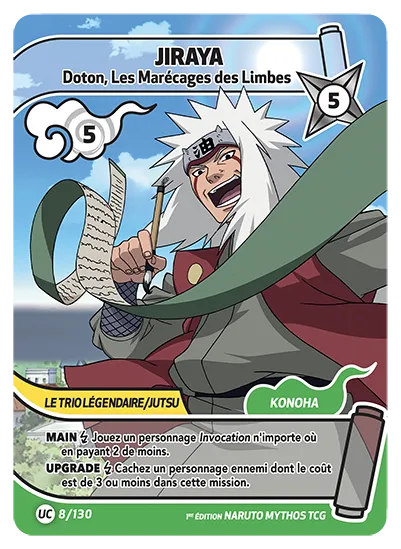 Carte Naruto Mythos JIRAIYA – Doton, Les Marécages des Limbes 008/130 UC 1er Chapitre Neuf FR LorenZone