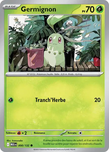 Carte Pokémon Germignon 008/132 MEG Méga-Évolution ME01 Neuf FR LorenZone