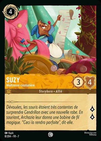 Carte Lorcana - Disney Suzy, Maîtresse-couturière 008/204 Commune Kapik Chapitre 07 L'Île d'Archazia ARI Neuf FR LorenZone