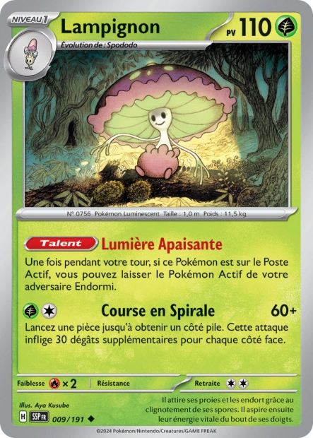 Carte Pokémon Lampignon 009/191 SSP Étincelles Déferlantes EV08 Neuf FR LorenZone