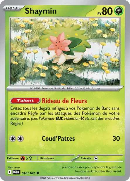 Carte Pokémon Shaymin 010/182 DRI Rivalités Destinées EV10 Neuf FR LorenZone