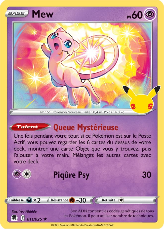 Carte Pokémon Mew 011/025 CEL Célébrations 25 ans EB07_5 Neuf FR LorenZone