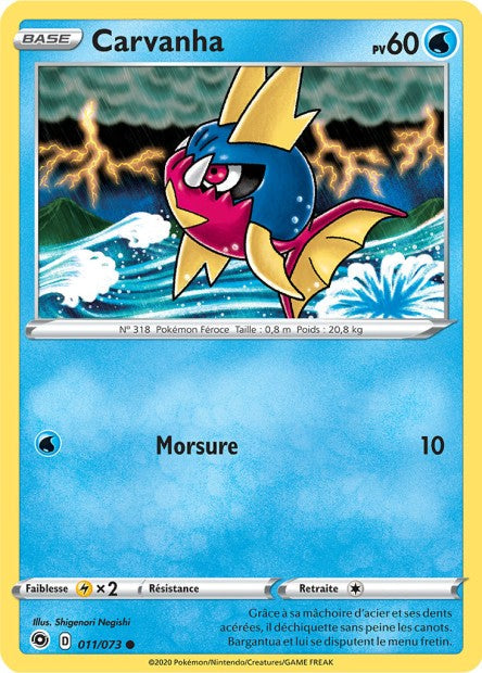 Carte Pokémon Carvanha 011/073 SWSH35 Voltage Eclatant EB3_5 Neuf FR LorenZone