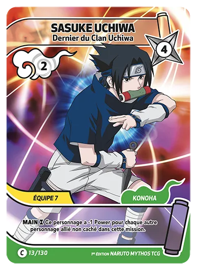 Carte Naruto Mythos SASUKE UCHIWA – Dernier du Clan Uchiwa 013/130 C 1er Chapitre Neuf FR LorenZone