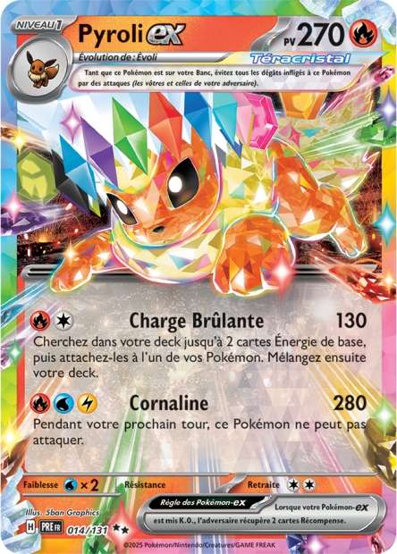 Carte Pokémon Pyroli EX 014/131 Evolutions Prismatiques PRE EV8_5 Neuf FR LorenZone
