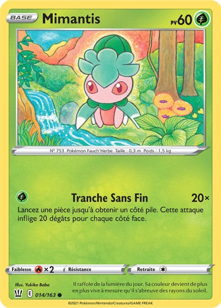 Carte Pokémon Mimantis 014/163 SWSH5 Styles de Combat EB05 Neuf FR LorenZone