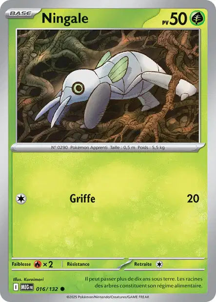 Carte Pokémon Ningale 016/132 MEG Méga-Évolution ME01 Neuf FR LorenZone