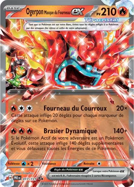 Carte Pokémon Ogerpon Masque du Fourneau EX 017/131 Evolutions Prismatiques PRE EV8_5 Neuf FR LorenZone