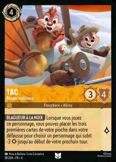 Carte Lorcana - Disney Tac, Ranger malicieux 018/204 Peu Commune Chapitre 06 La Mer Azurite AZS Neuf FR LorenZone