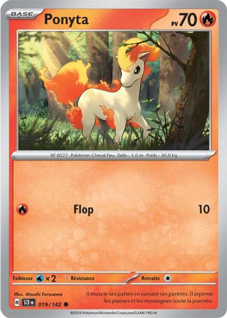 Carte Pokémon Ponyta 019/142 SCR Couronne Stellaire EV07 Neuf FR LorenZone