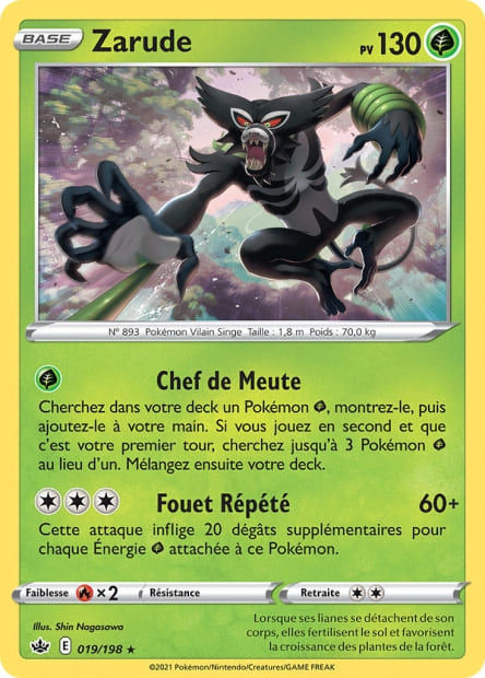 Carte Pokémon Zarude 019/198 CRE Règne de Glace EB06 Neuf FR LorenZone