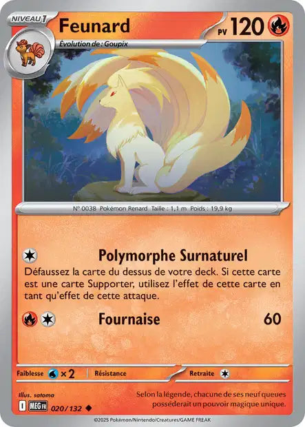 Carte Pokémon Feunard 020/132 MEG Méga-Évolution ME01 Neuf FR LorenZone