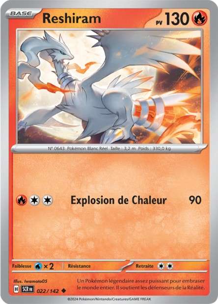 Carte Pokémon Reshiram 022/142 SCR Couronne Stellaire EV07 Neuf FR LorenZone