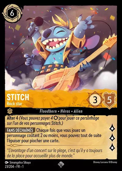 Carte Lorcana - Disney Stitch, Rock star 023/204 Chapitre 01 Premier Chapitre FC Neuf FR LorenZone