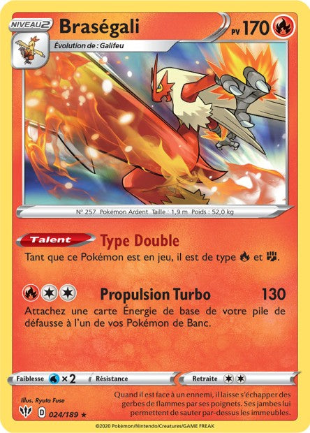 Carte Pokémon Brasegali 024/189 SWSH3 Ténèbres Embrasées EB03 Neuf FR LorenZone