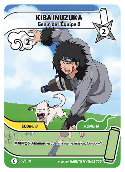 Carte Naruto Mythos KIBA INUZUKA – Genin de l'Équipe 8 025/130 C 1er Chapitre Neuf FR LorenZone