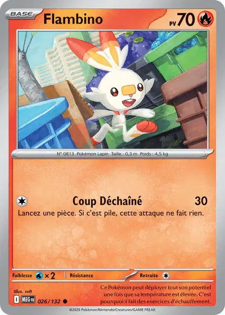 Carte Pokémon Flambino 026/132 MEG Méga-Évolution ME01 Neuf FR LorenZone