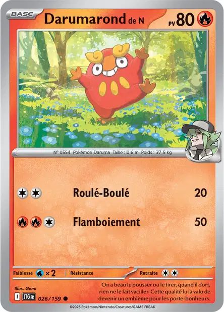 Carte Pokémon Darumarond de N 026/159 JTG Aventures Ensemble EV09 Neuf FR LorenZone