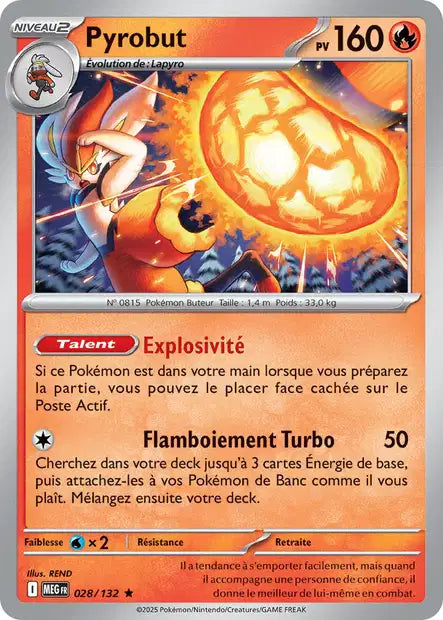 Carte Pokémon Pyrobut 028/132 MEG Méga-Évolution ME01 Neuf FR LorenZone