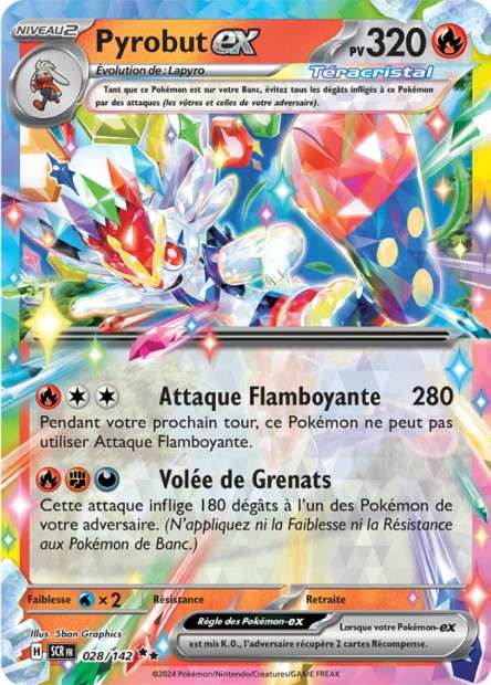 Carte Pokémon Pyrobut EX 028/142 SCR Couronne Stellaire EV07 Neuf FR LorenZone