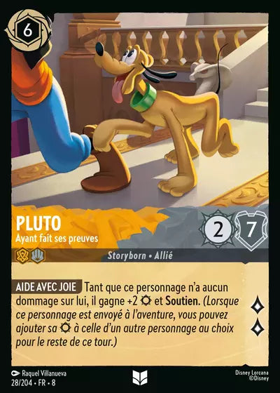 Carte Lorcana - Disney Pluto, Ayant fait ses preuves 028/204 Peu Commune Raquel Villanueva Chapitre 08 Le Règne de Jafar ROJ Neuf FR LorenZone