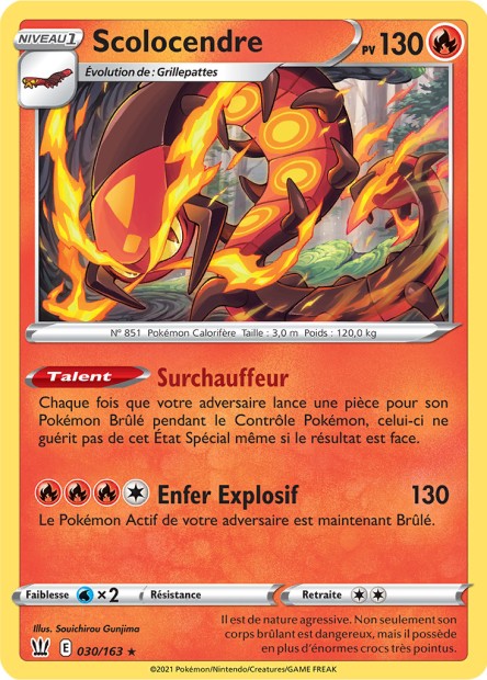 Carte Pokémon Scolocendre 030/163 SWSH5 Styles de Combat EB05 Neuf FR LorenZone