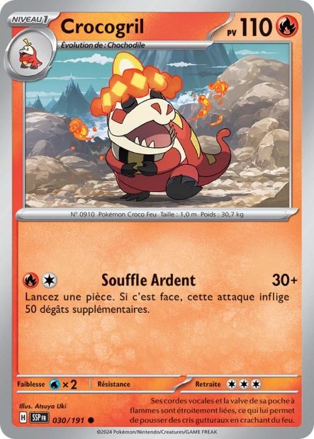 Carte Pokémon Crocogril 030/191 SSP Étincelles Déferlantes EV08 Neuf FR LorenZone