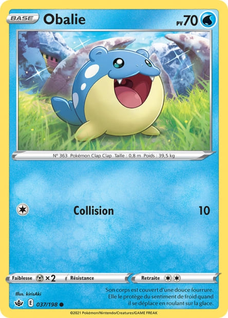 Carte Pokémon Obalie 037/198 CRE Règne de Glace EB06 Neuf FR LorenZone