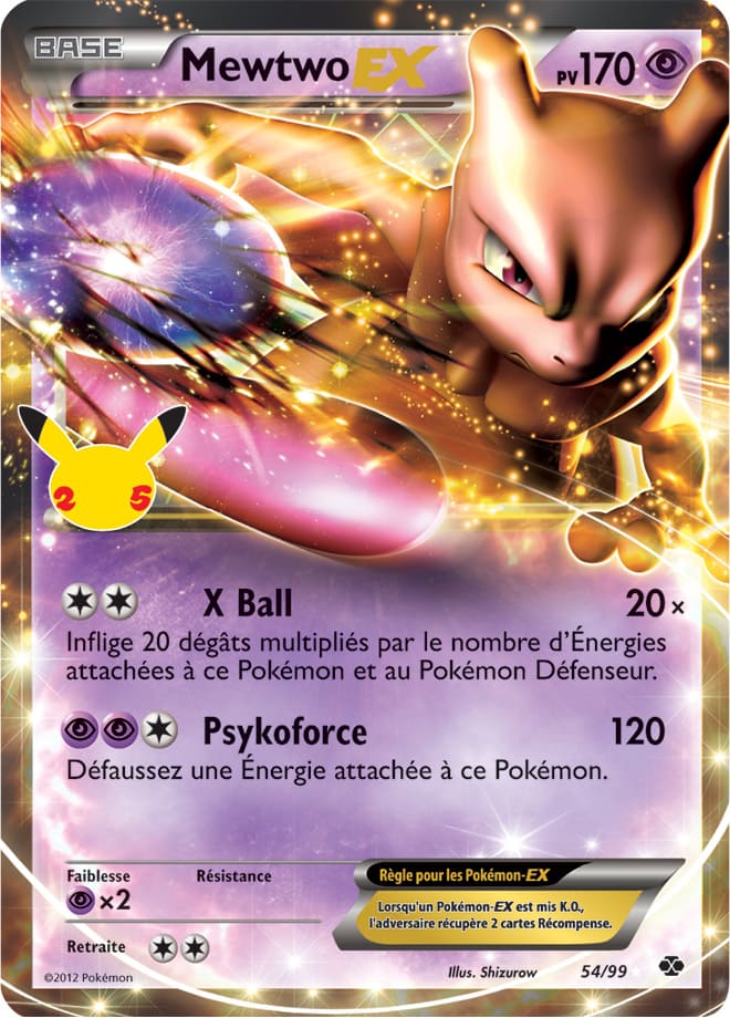 Carte Pokémon Mewtwo EX 039/025 054/099 CEL Célébrations 25 ans EB07_5 Neuf FR LorenZone