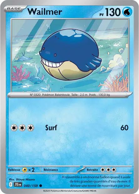 Carte Pokémon Wailmer 040/159 JTG Aventures Ensemble EV09 Neuf FR LorenZone