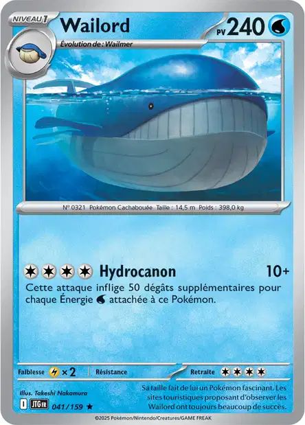 Carte Pokémon Wailord 041/159 JTG Aventures Ensemble EV09 Neuf FR LorenZone