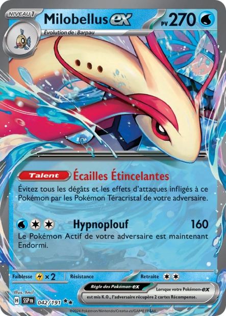 Carte Pokémon Milobellus EX 042/191 SSP Étincelles Déferlantes EV08 Neuf FR LorenZone