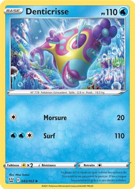 Carte Pokémon Denticrisse 043/163 SWSH5 Styles de Combat EB05 Neuf FR LorenZone