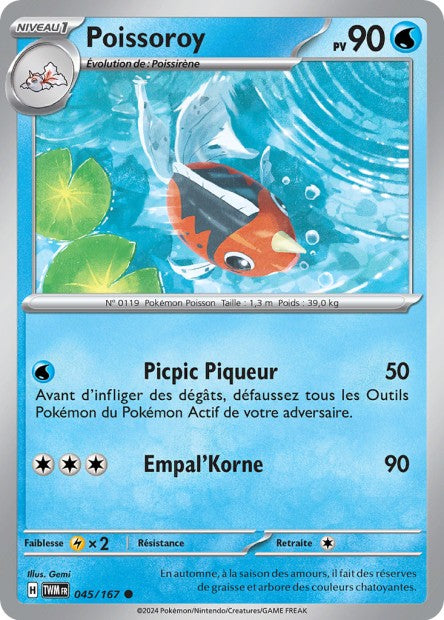 Carte Pokémon Poissoroy 045/167 TWM Mascarade Crépusculaire EV06 Neuf FR LorenZone