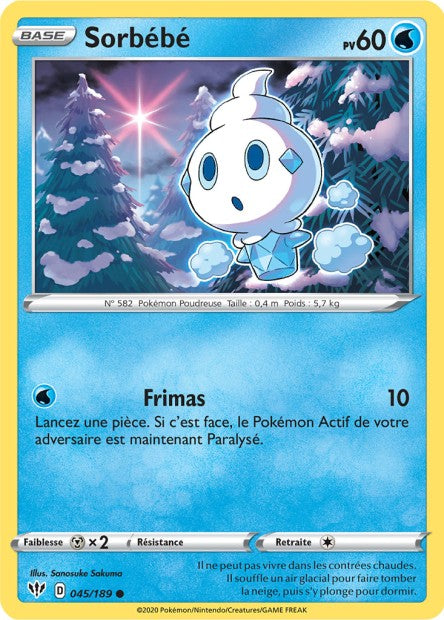 Carte Pokémon Sorbébé 045/189 SWSH3 Ténèbres Embrasées EB03 Neuf FR LorenZone