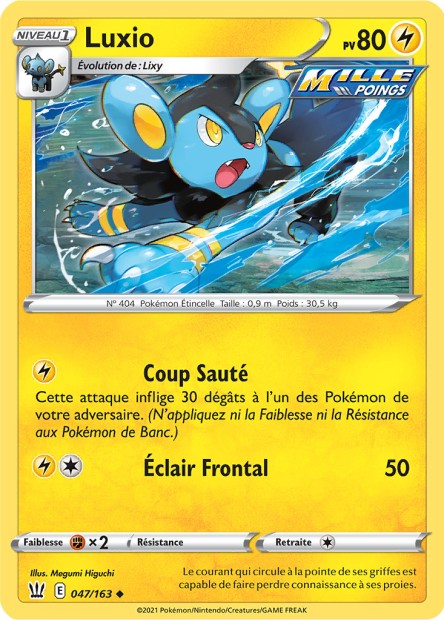 Carte Pokémon Luxio 047/163 SWSH5 Styles de Combat EB05 Neuf FR LorenZone