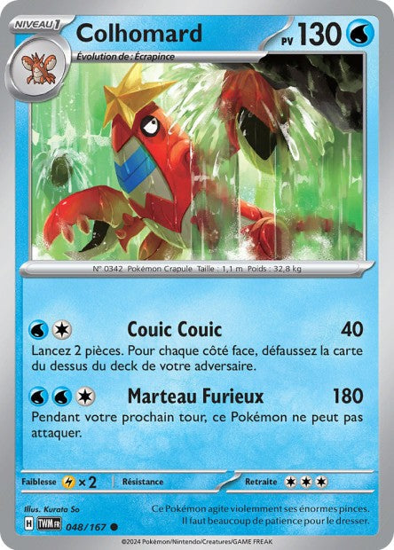 Carte Pokémon Colhomard 048/167 TWM Mascarade Crépusculaire EV06 Neuf FR LorenZone