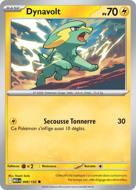 Carte Pokémon Dynavolt 049/132 MEG Méga-Évolution ME01 Neuf FR LorenZone
