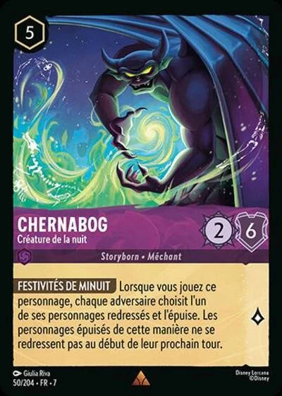 Carte Lorcana - Disney Chernabog, Créature de la nuit 050/204 Rare Giulia Riva Chapitre 07 L'Île d'Archazia ARI Neuf FR LorenZone