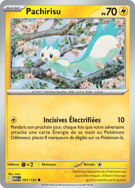 Carte Pokémon Pachirisu 051/132 MEG Méga-Évolution ME01 Neuf FR LorenZone